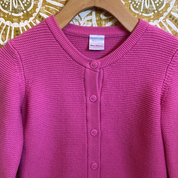 Hanna Andersson Girl’s Cute Pink Button Front Cotton Blend Cardigan size 6-7Y - Picture 2 of 6